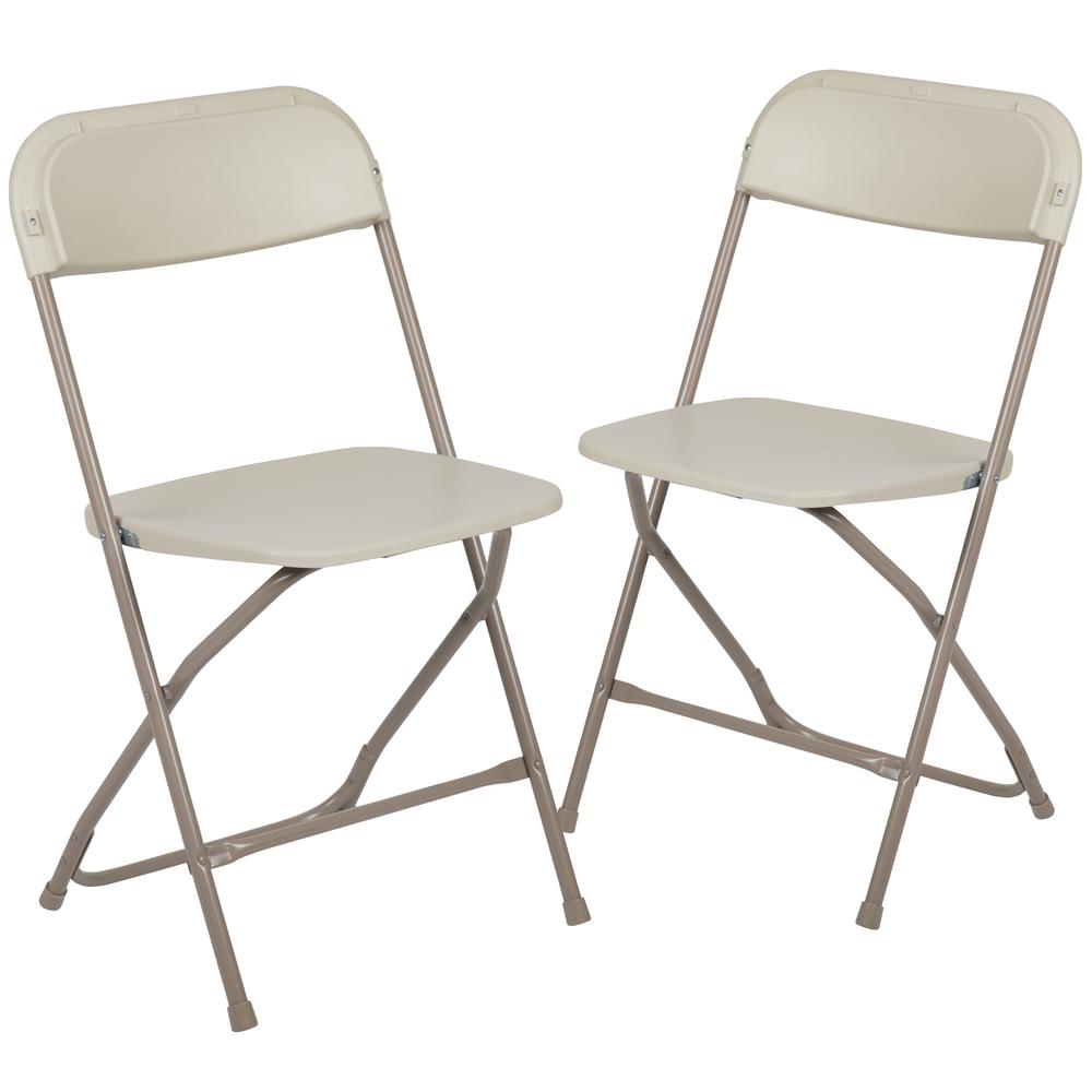 2 Pk. HERCULES Series 650 lb. Capacity Premium Beige Plastic Folding Chair