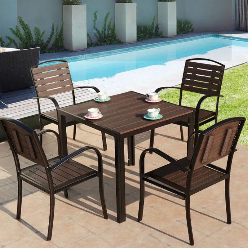 Garden Dining Armchair with Metal Legs Set of 2/4 Patio Side Chairs Living and Home Brown Set of 2