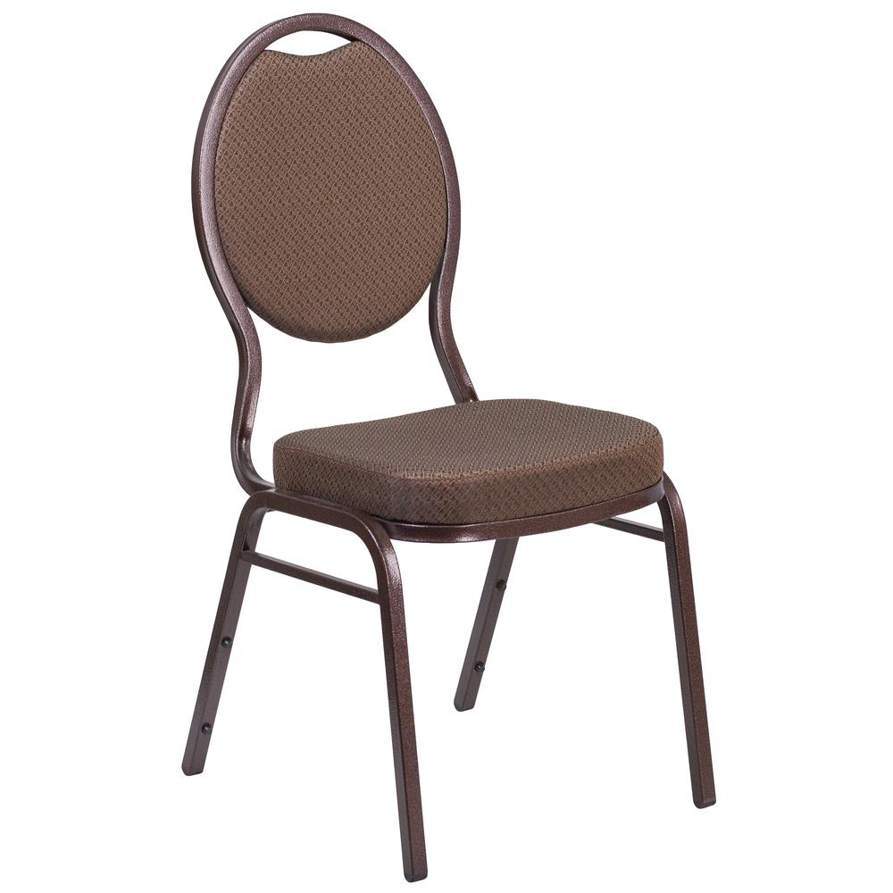 HERCULES Series Teardrop Back Stacking Banquet Chair in Brown Patterned Fabric - Copper Vein Frame