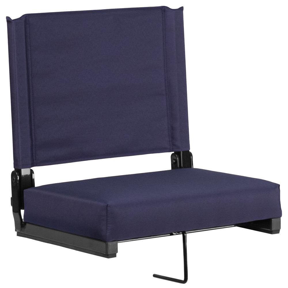Grandstand Comfort Seats by Flash with 500 LB. Weight Capacity Lightweight Aluminum Frame and Ultra-Padded Seat in Navy
