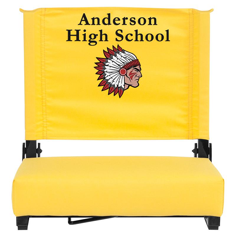 Embroidered Grandstand Comfort Seats by Flash with Ultra-Padded Seat in Yellow