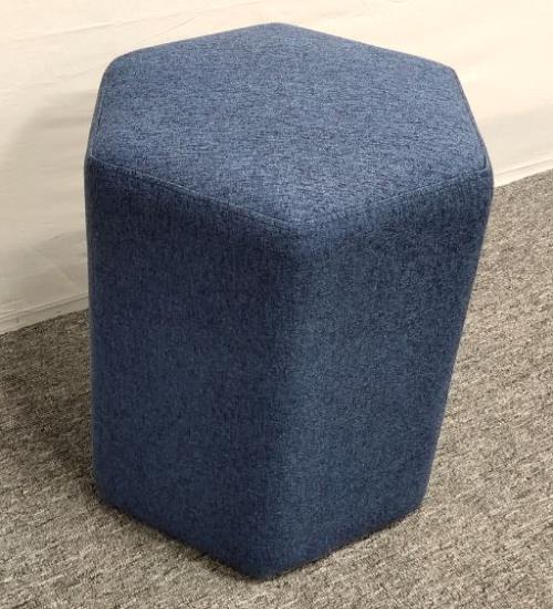 Hexagonal Upholstered Stool Blue