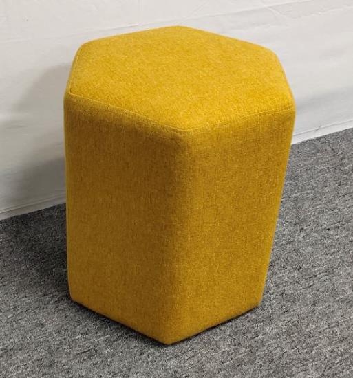 Hexagonal Upholstered Stool Yellow