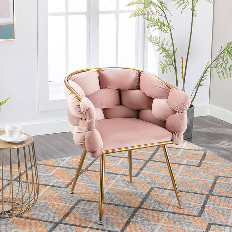 28.7" Luxury Modern Simple Pink Velvet Sofa Accent Chair