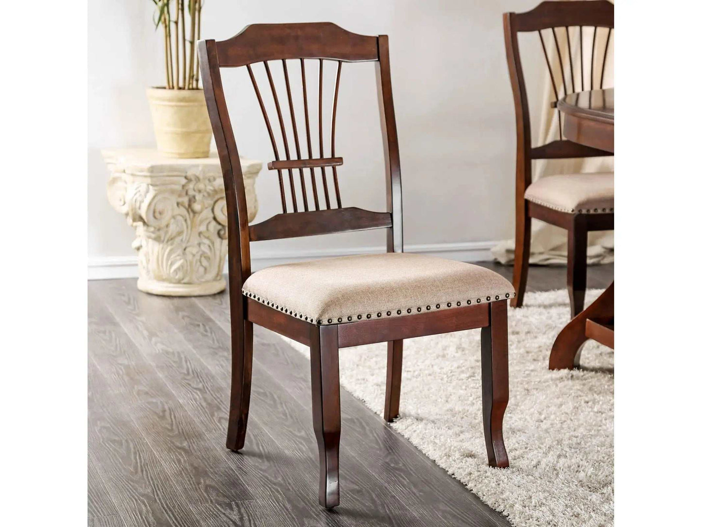 Jordyn - Brown Cherry & Beige - Side Chair (Set of 2)