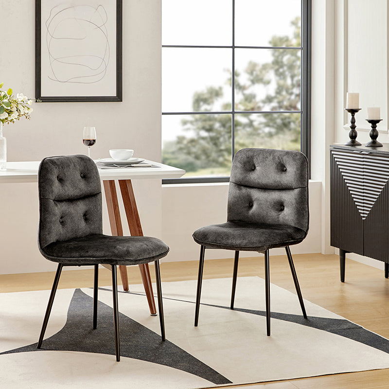 Annie Velvet Solid Back Dining Chair (Set of 2)