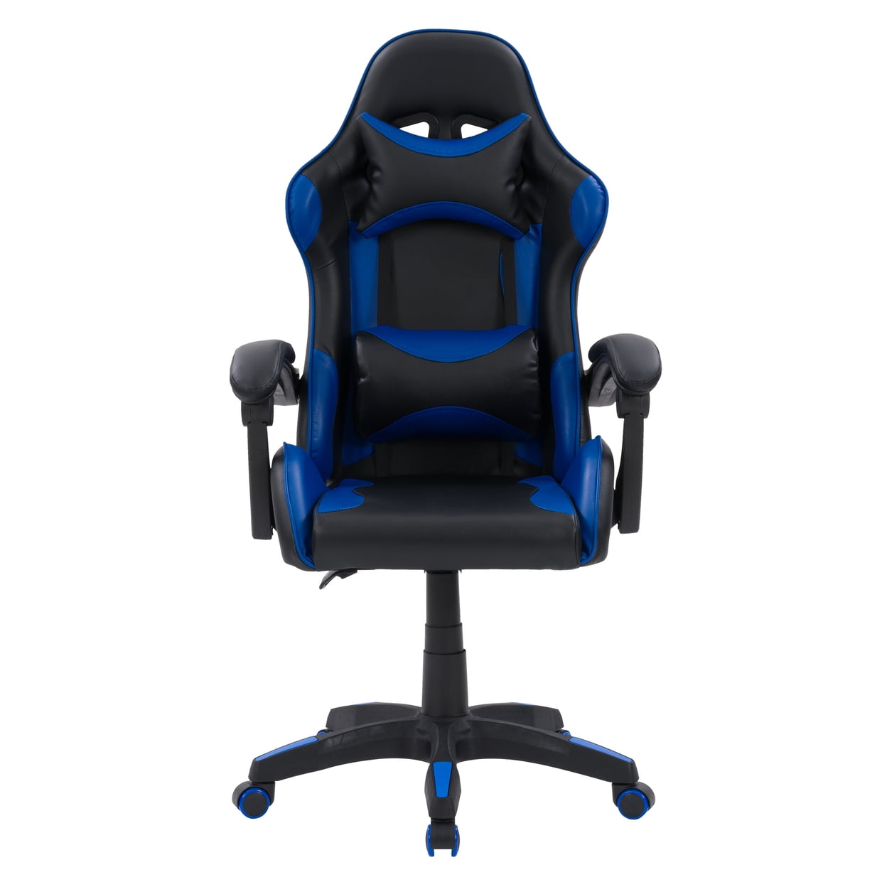 CorLiving Ravagers Vinyl Fabric Gaming Chair in Black and Blue