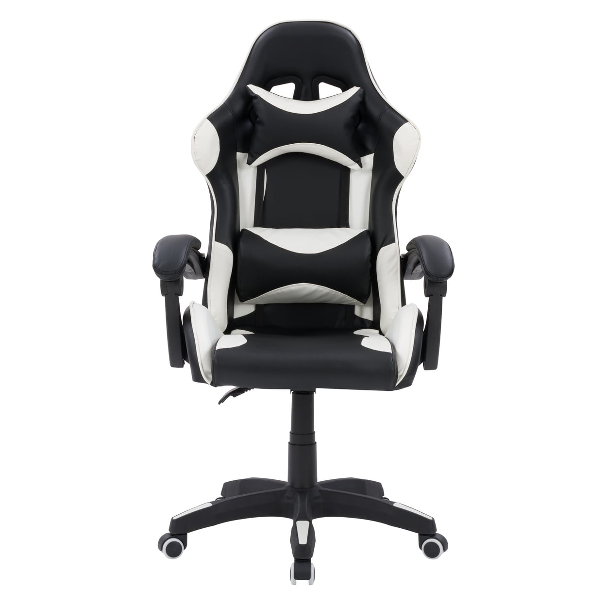 CorLiving Ravagers Vinyl Fabric Gaming Chair in Black and White