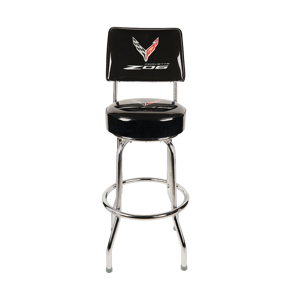 C8 Corvette Z06 Counter/Pub Stool with Back Rest - Black