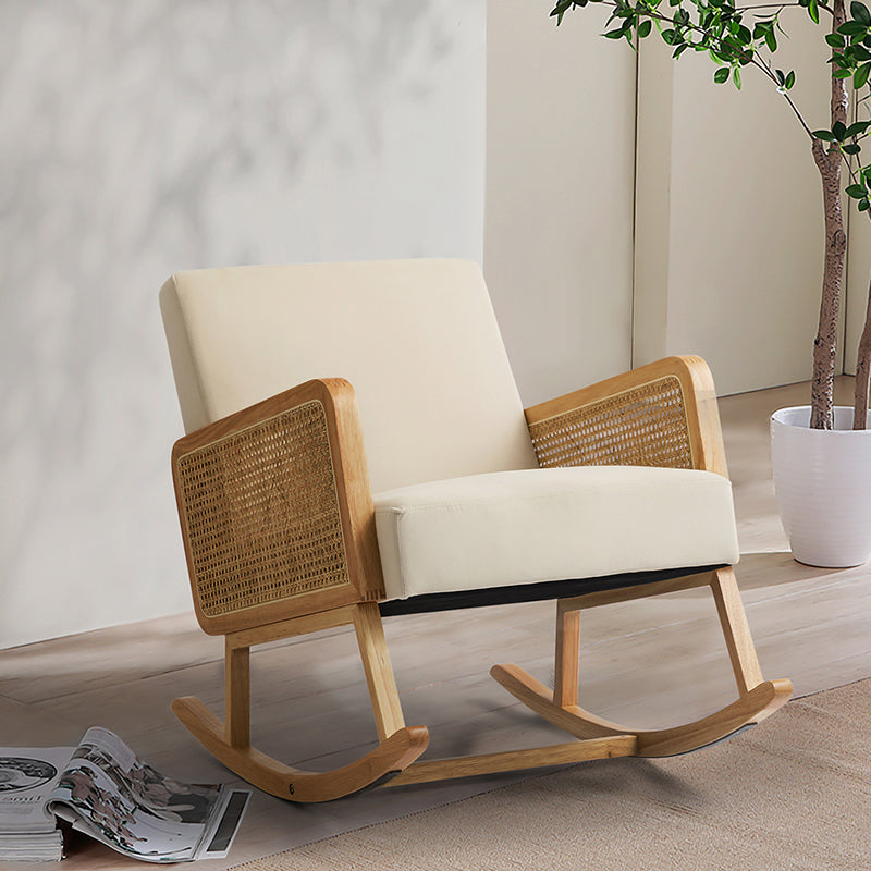 Yamat Velvet Rocking Armchair with Cane Arms