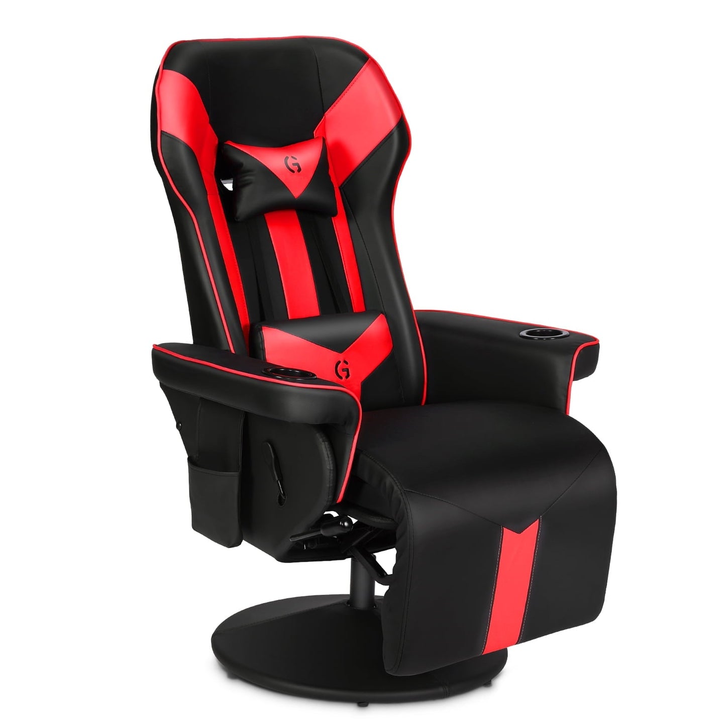 King Throne Ergonomic Gaming Chair High Back Video Racing Chair Swivel Recliner Chair with Footrest, Adjustable Backrest, Headrest, Lumbar Support, Cupholders, Black Red