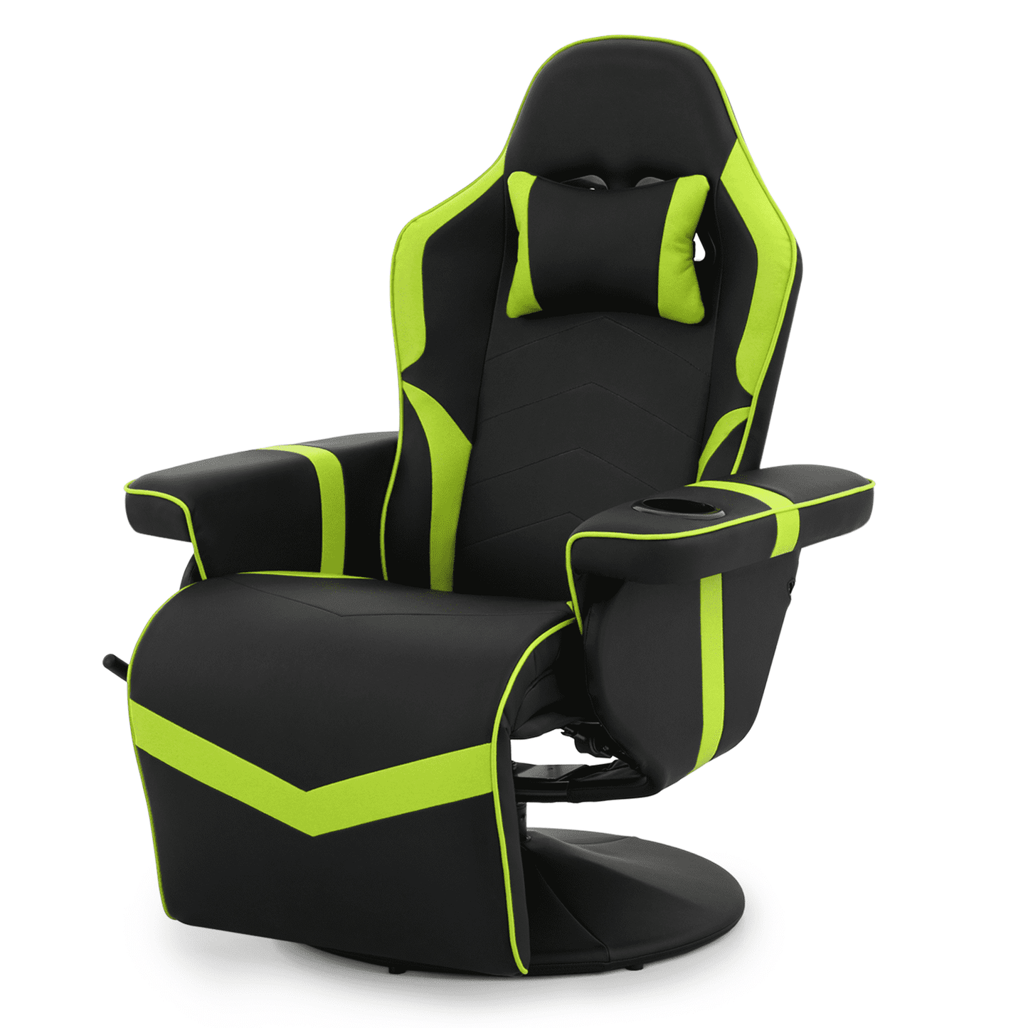 Magshion Video Gaming Chair Ergonomic Recliner Racing Chair, High Back Swivel Chair with Adjustable Footrest and Backrest, Headrest and Cup Holder, Green