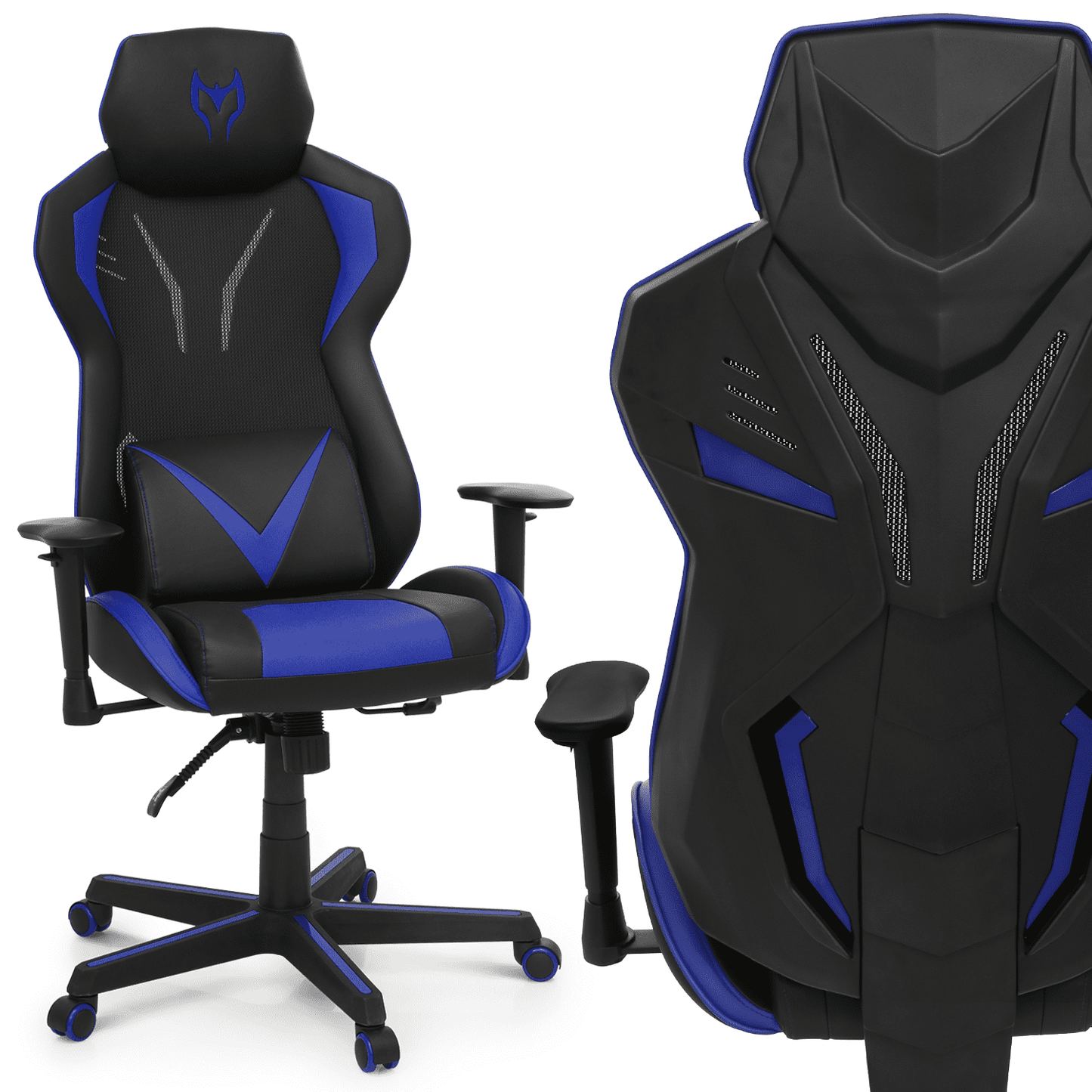 MoNiBloom Ergonomic Gaming Chair Racing Style with Lumbar Support, Executive Adult Gamer Chair for Comfortable Gaming, Blue