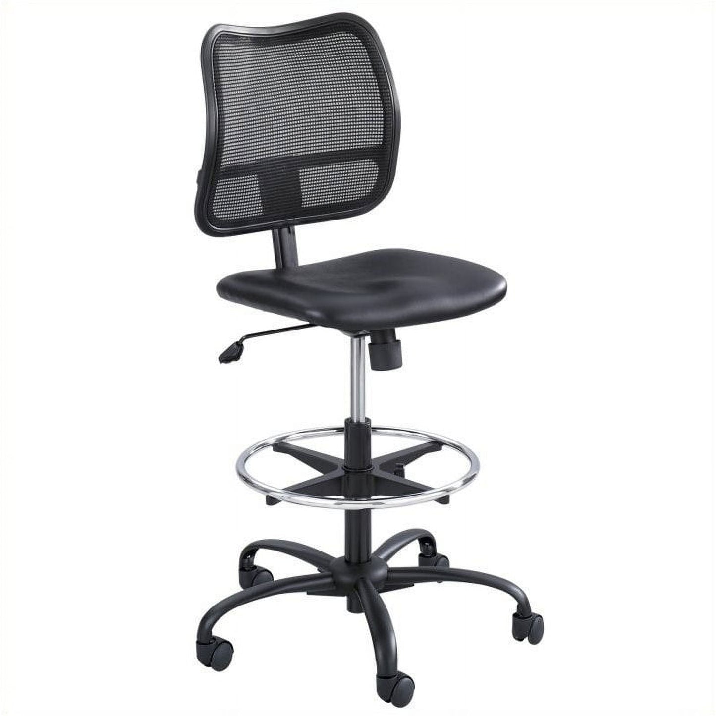 Scranton & Co Extended-Height Vinyl Drafting Chair in Black