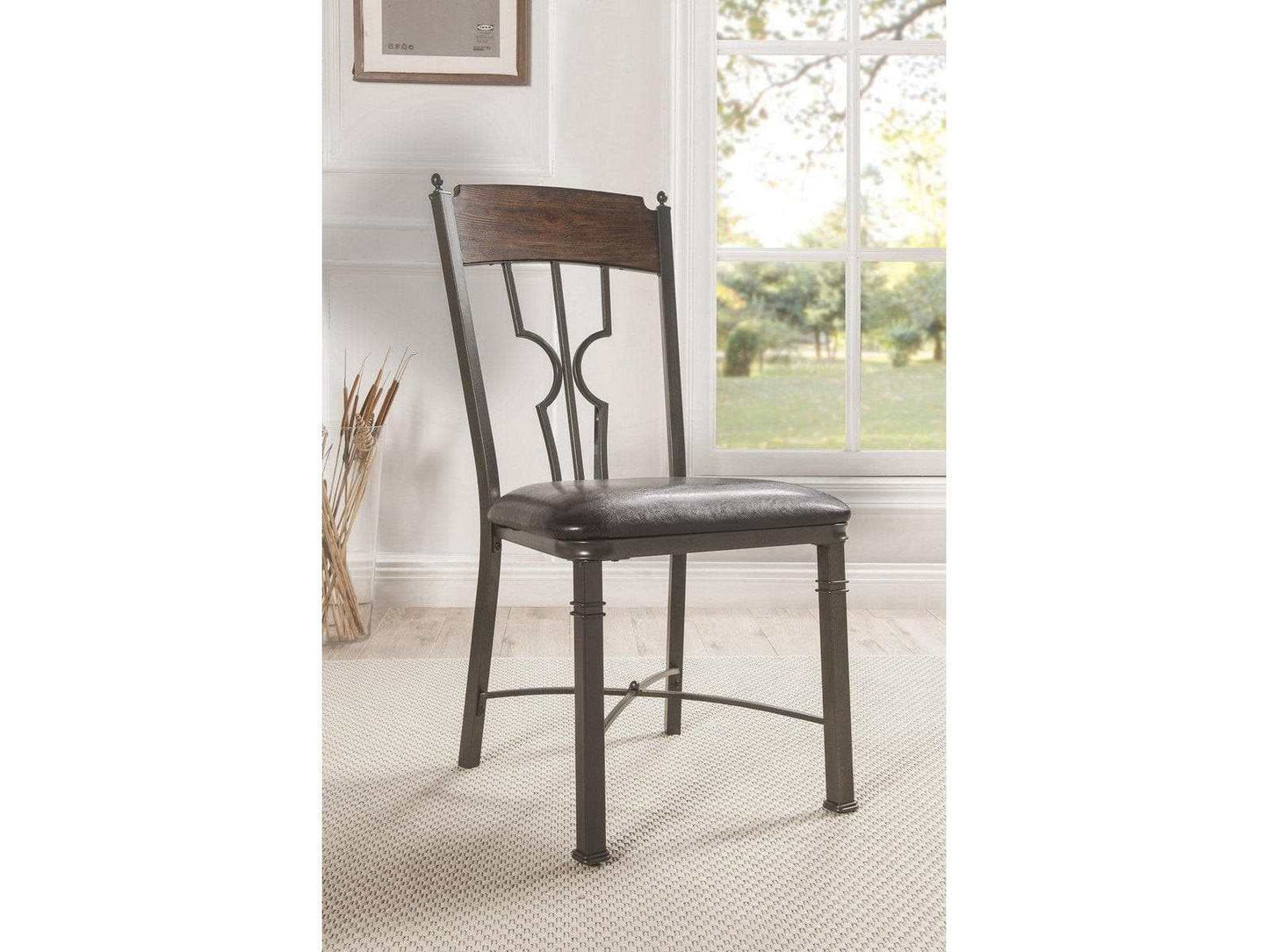 Lynlee Side Chair in Espresso and Dark Bronze (Set of 2) - Ornate Home
