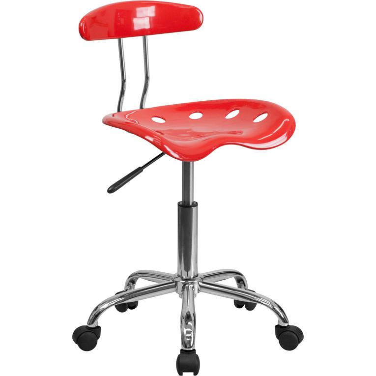 Vibrant Cherry Tomato and Chrome Swivel Task Office Chair with Tractor Seat
