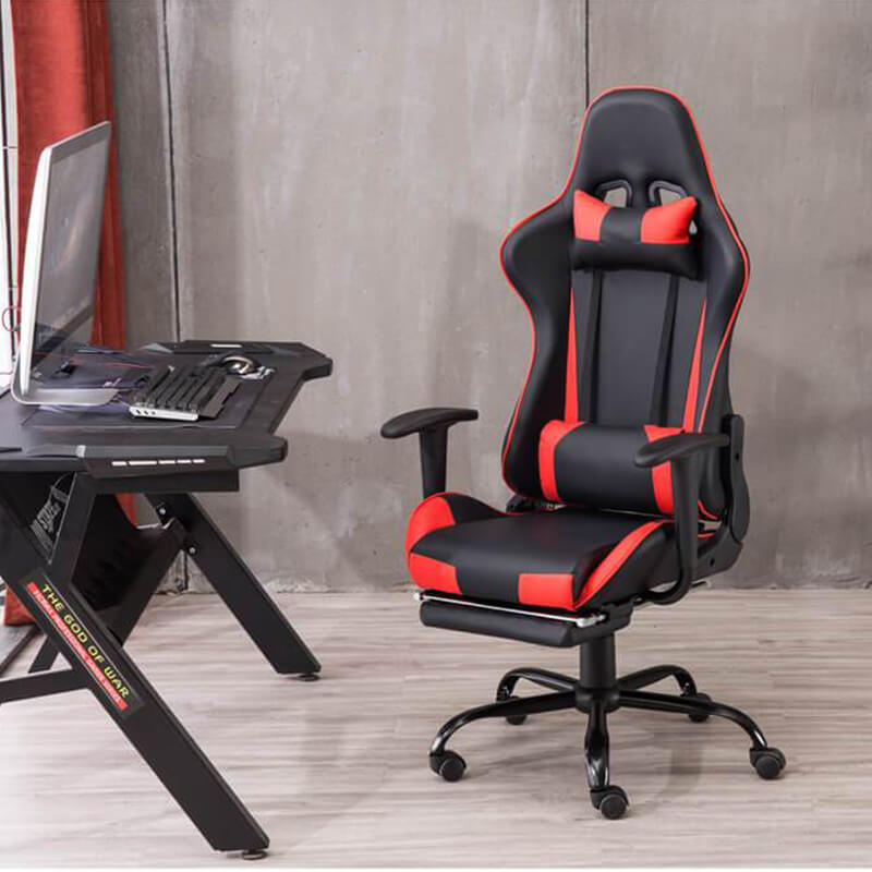Racing Gaming Chair Faux Leather Chair Swivel Office Chair, Red