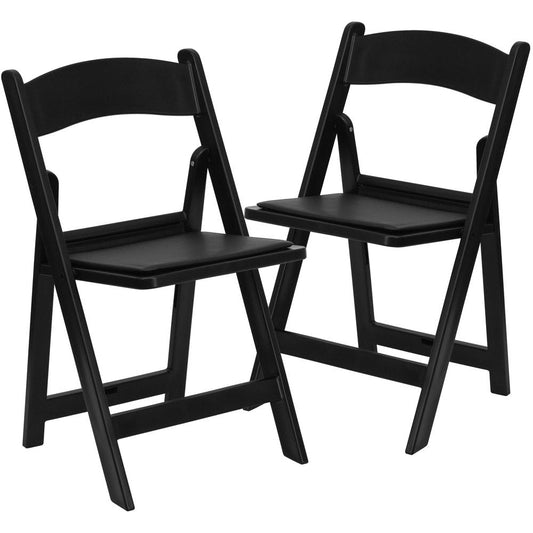 HERCULES Series Folding Chairs with Padded Seats | Set of 2 Black Resin Folding Chair with Vinyl Padded Seat