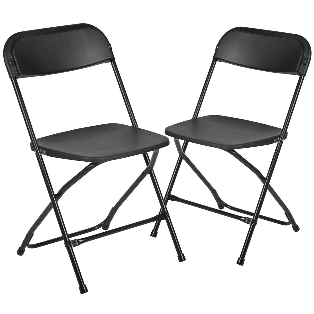 HERCULES Series Black Plastic Folding Chairs | Set of 2 Lightweight Folding Chairs