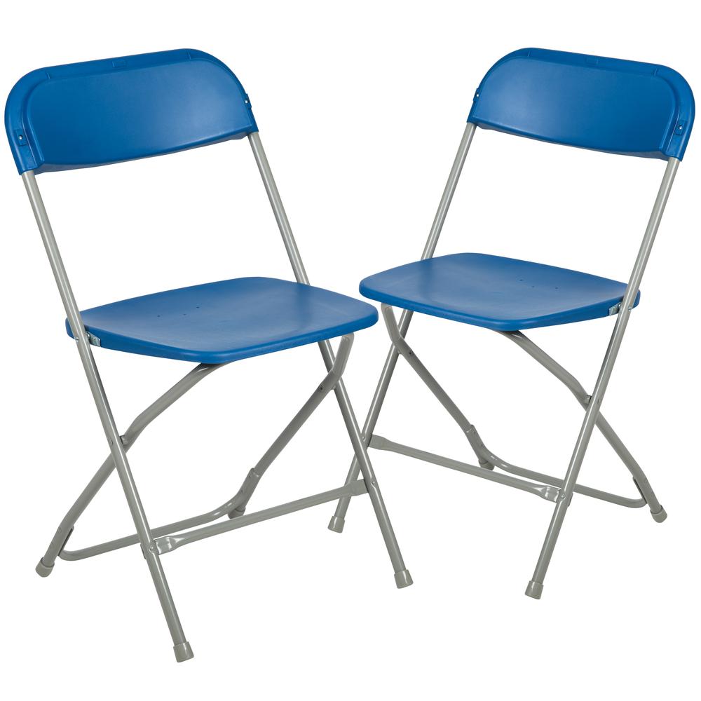 2 Pk. HERCULES Series 650 lb. Capacity Premium Blue Plastic Folding Chair