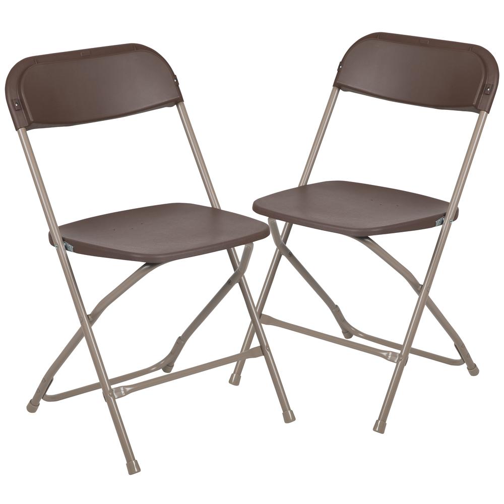 2 Pk. HERCULES Series 650 lb. Capacity Premium Brown Plastic Folding Chair