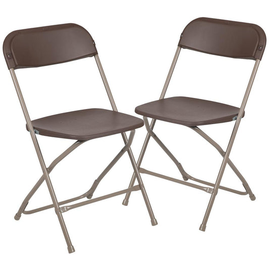 2 Pk. HERCULES Series 650 lb. Capacity Premium Brown Plastic Folding Chair