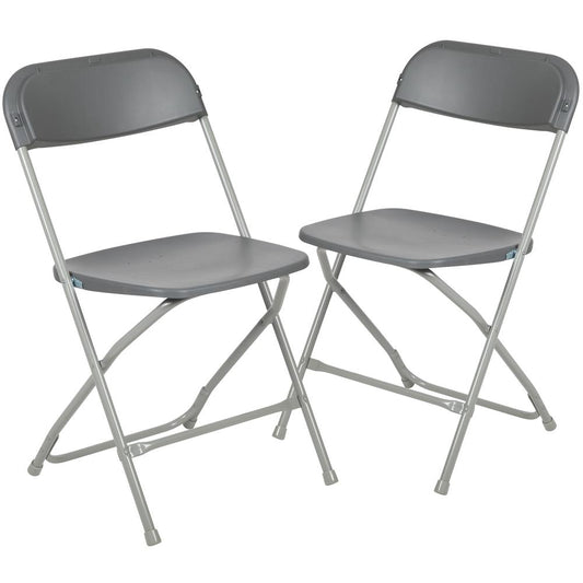 HERCULES Series Gray Plastic Folding Chairs | Set of 2 Lightweight Folding Chairs
