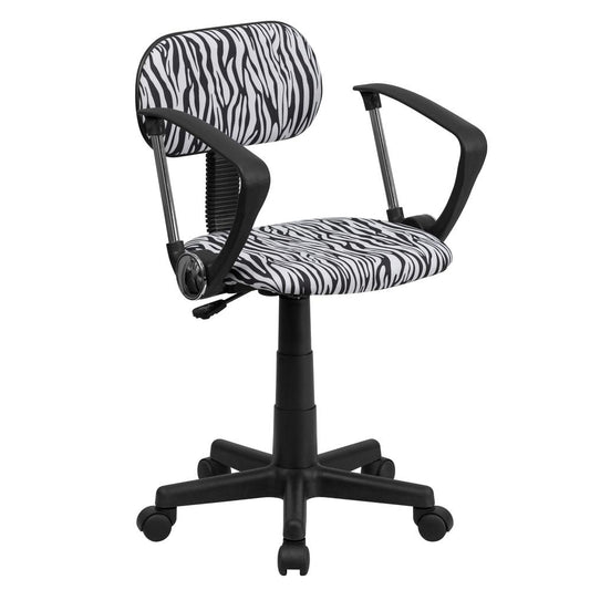 Black and White Zebra Print Swivel Task Office Chair with Arms