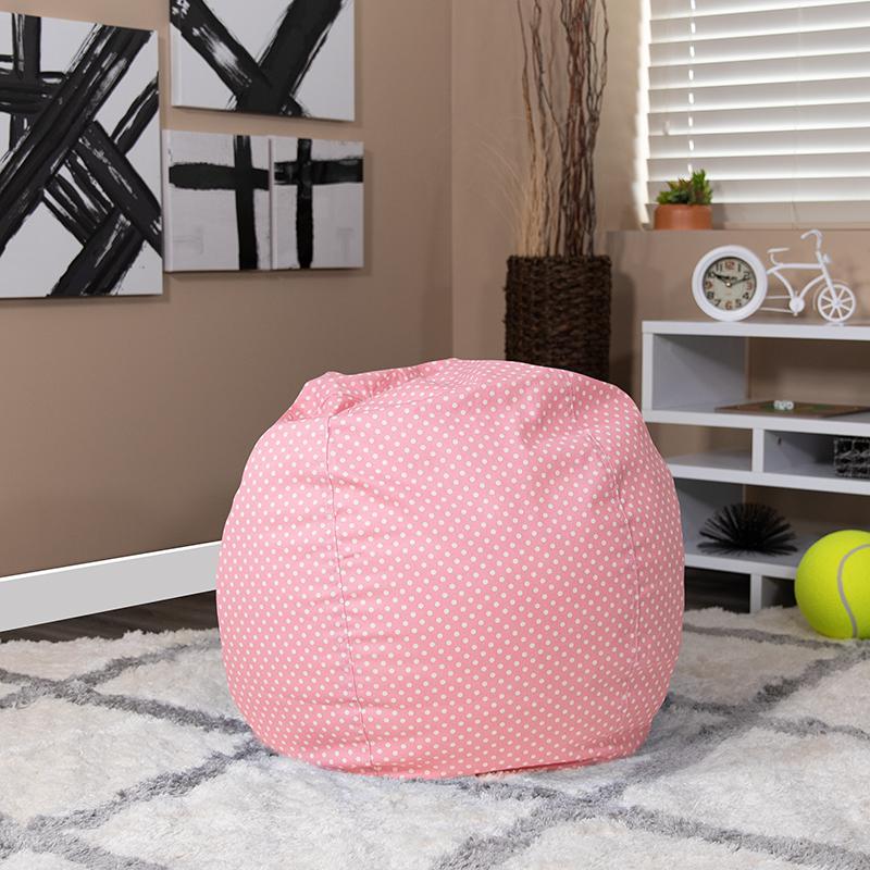 Small Light Pink Dot Bean Bag Chair for Kids and Teens