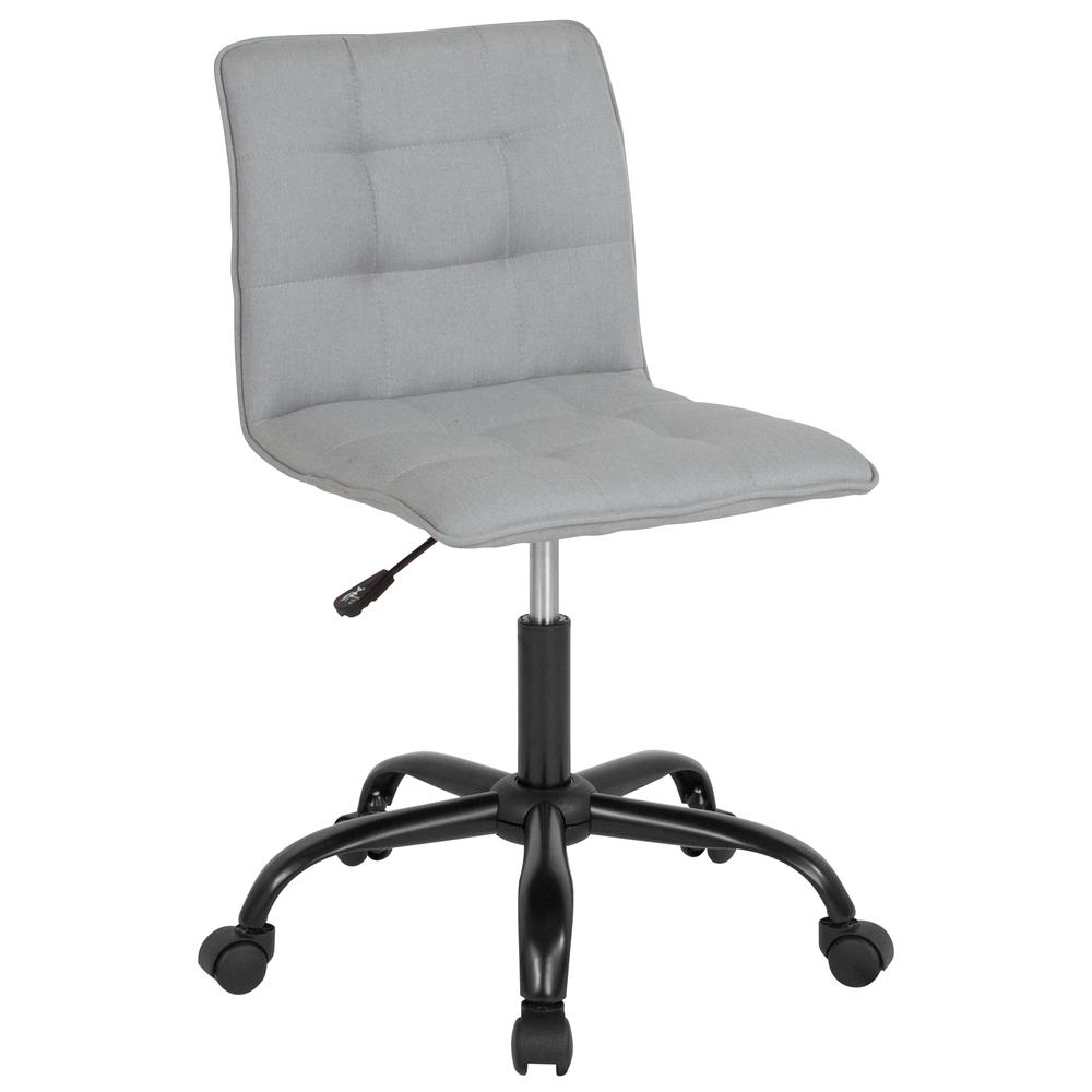 Home and Office Armless Task Chair with Tufted Back/Seat in Light Gray Fabric