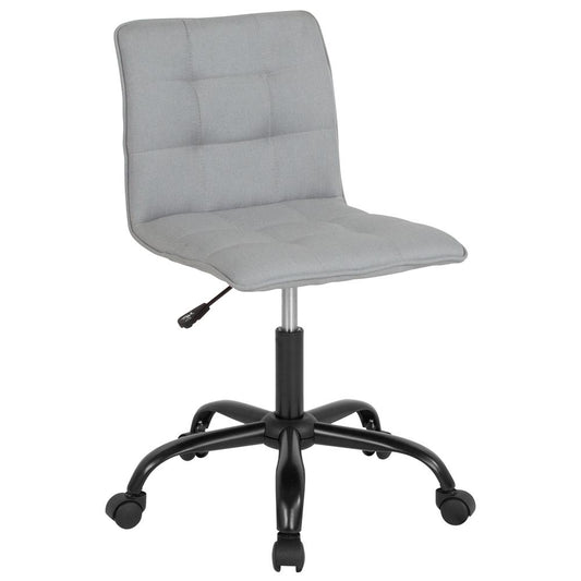 Home and Office Armless Task Chair with Tufted Back/Seat in Light Gray Fabric