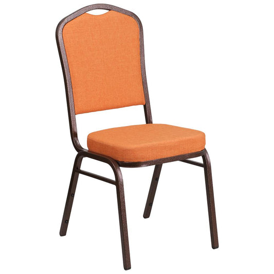 HERCULES Series Crown Back Stacking Banquet Chair in Orange Fabric - Copper Vein Frame