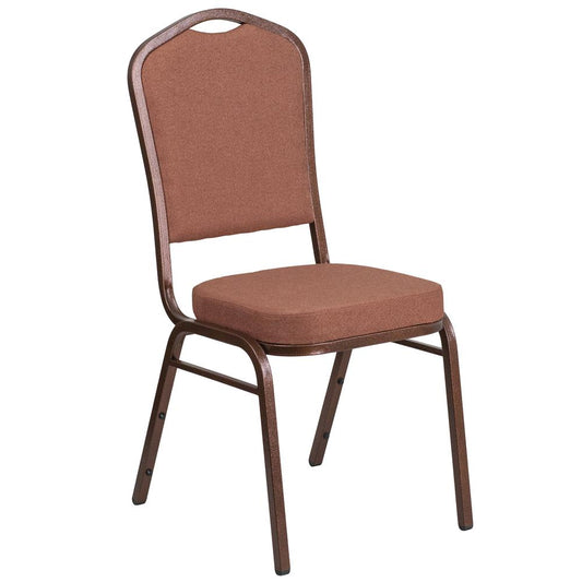 HERCULES Series Crown Back Stacking Banquet Chair in Brown Fabric - Copper Vein Frame