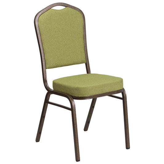 HERCULES Series Crown Back Stacking Banquet Chair in Moss Fabric - Gold Vein Frame