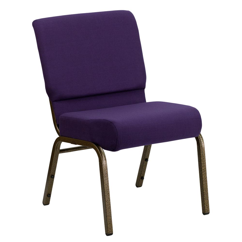 HERCULES Series 21''W Stacking Church Chair in Royal Purple Fabric - Gold Vein Frame