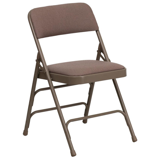 HERCULES Series Curved Triple Braced & Double Hinged Beige Fabric Metal Folding Chair