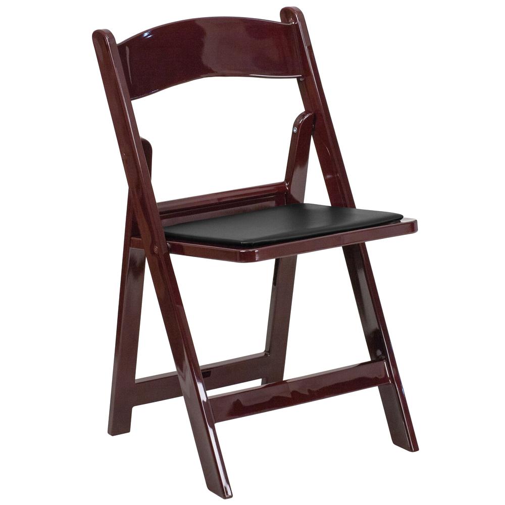HERCULES Series 1000 lb. Capacity Red Mahogany Resin Folding Chair with Black Vinyl Padded Seat