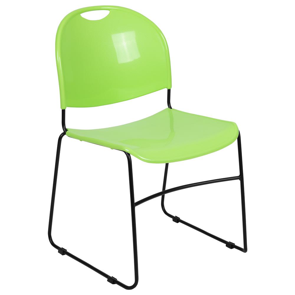 HERCULES Series 880 lb. Capacity Green Ultra-Compact Stack Chair with Black Powder Coated Frame