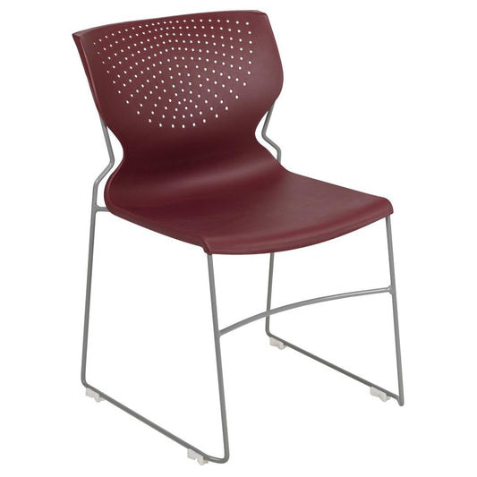 HERCULES Series 661 lb. Capacity Burgundy Full Back Stack Chair with Gray Powder Coated Frame