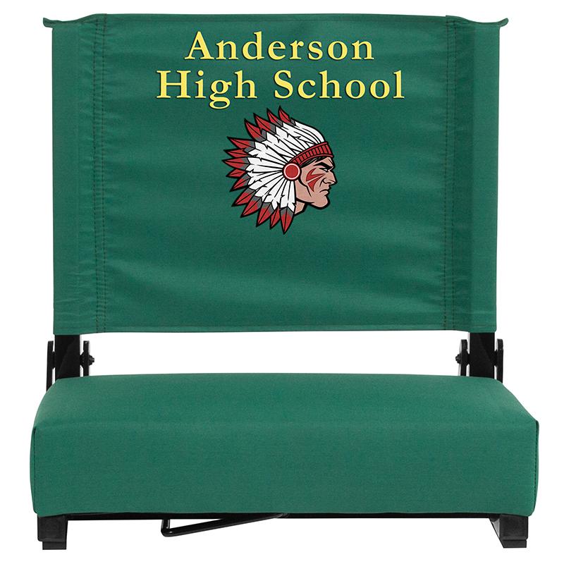 Embroidered Grandstand Comfort Seats by Flash with Ultra-Padded Seat in Hunter Green