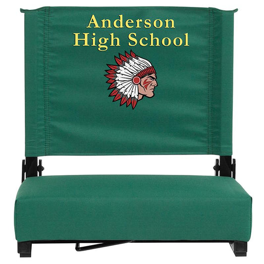 Embroidered Grandstand Comfort Seats by Flash with Ultra-Padded Seat in Hunter Green