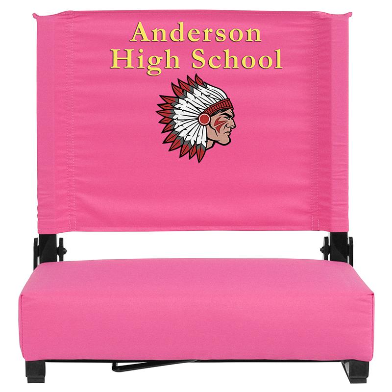 Embroidered Grandstand Comfort Seats by Flash with Ultra-Padded Seat in Pink