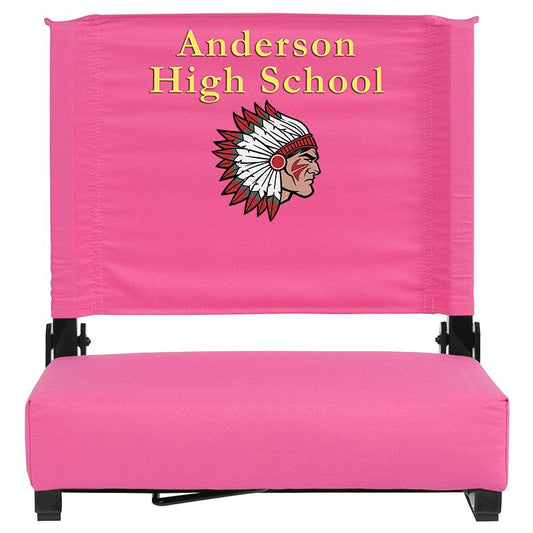 Embroidered Grandstand Comfort Seats by Flash with Ultra-Padded Seat in Pink