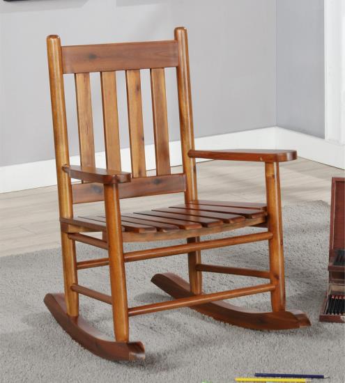 Annie Slat Back Youth Rocking Chair Golden Brown