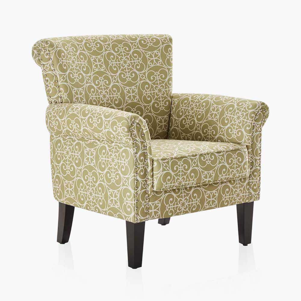 Rosette Scroll Upholstered Armchair