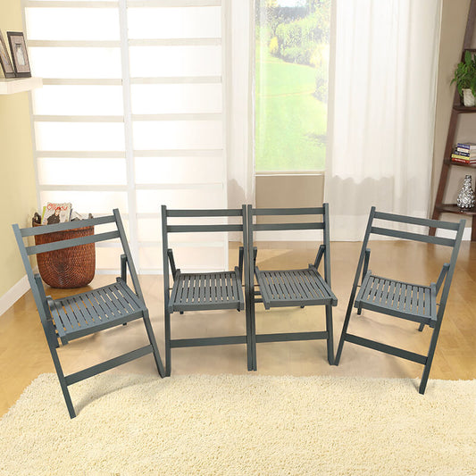 31" Gray Slatted Wood Folding Event Chair - Set of 4