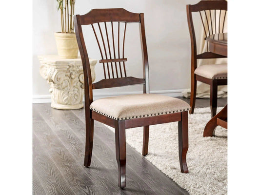 Jordyn - Brown Cherry & Beige - Side Chair (Set of 2)