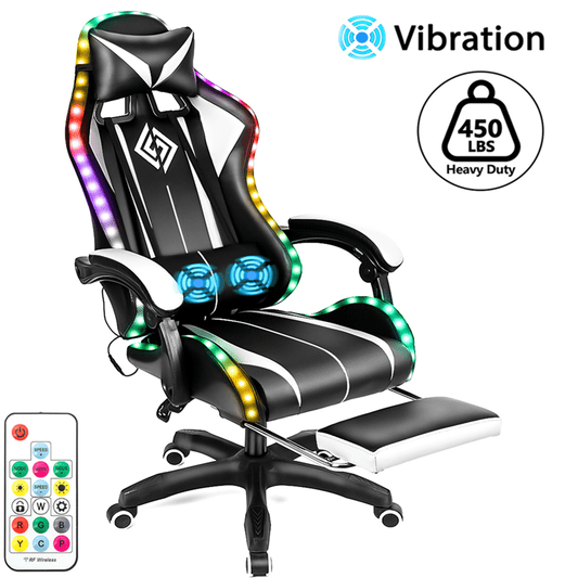 450lbs Massage Gaming Chair PC Office Chair with Massage Lumbar and Footrest, Linkage Armrest, High Back Ergonomic Desk Chair Ergonomic PU Leather Executive Computer Chair Lumbar Support for Women Men
