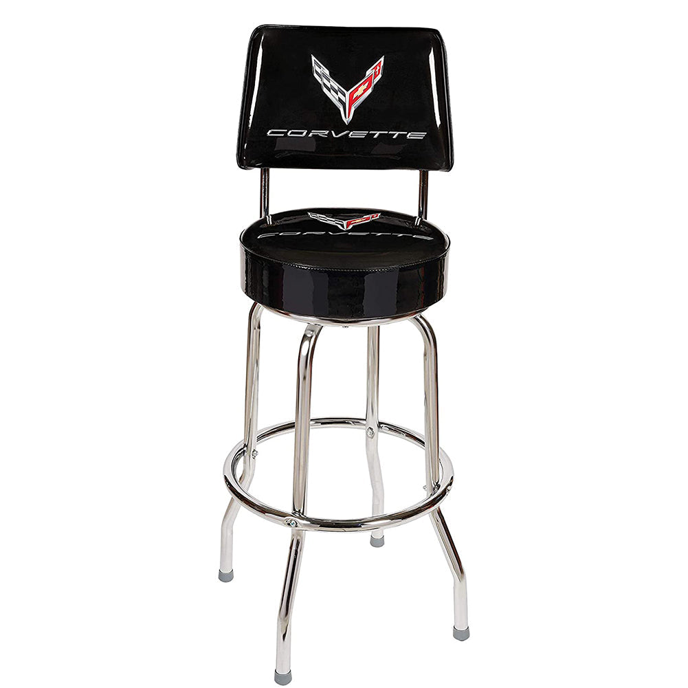 Next Generation Corvette Counter/Pub Stool with Back Rest - Black