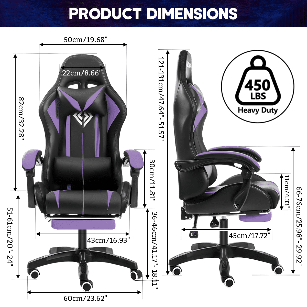 450LBS Load RGB Lighted Massage Gaming Chair, High Back Computer Chair with Footrest and Lumbar Support, Height Adjustable Gaming Chair with 360 Degree Swivel Seat and Headrest for Boys Girls Gaming